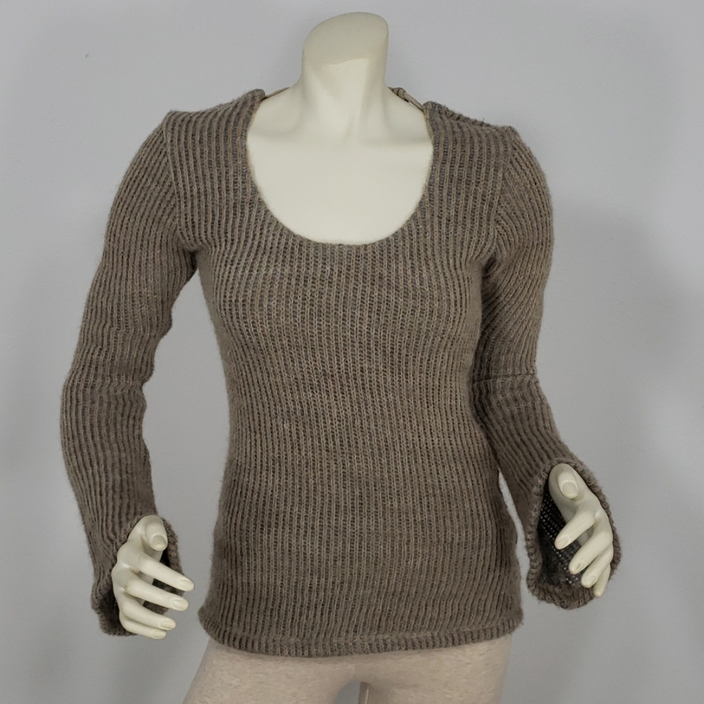 SKI ALPACA BLEND SCOOP NECK CAGED BACK SWEATER S